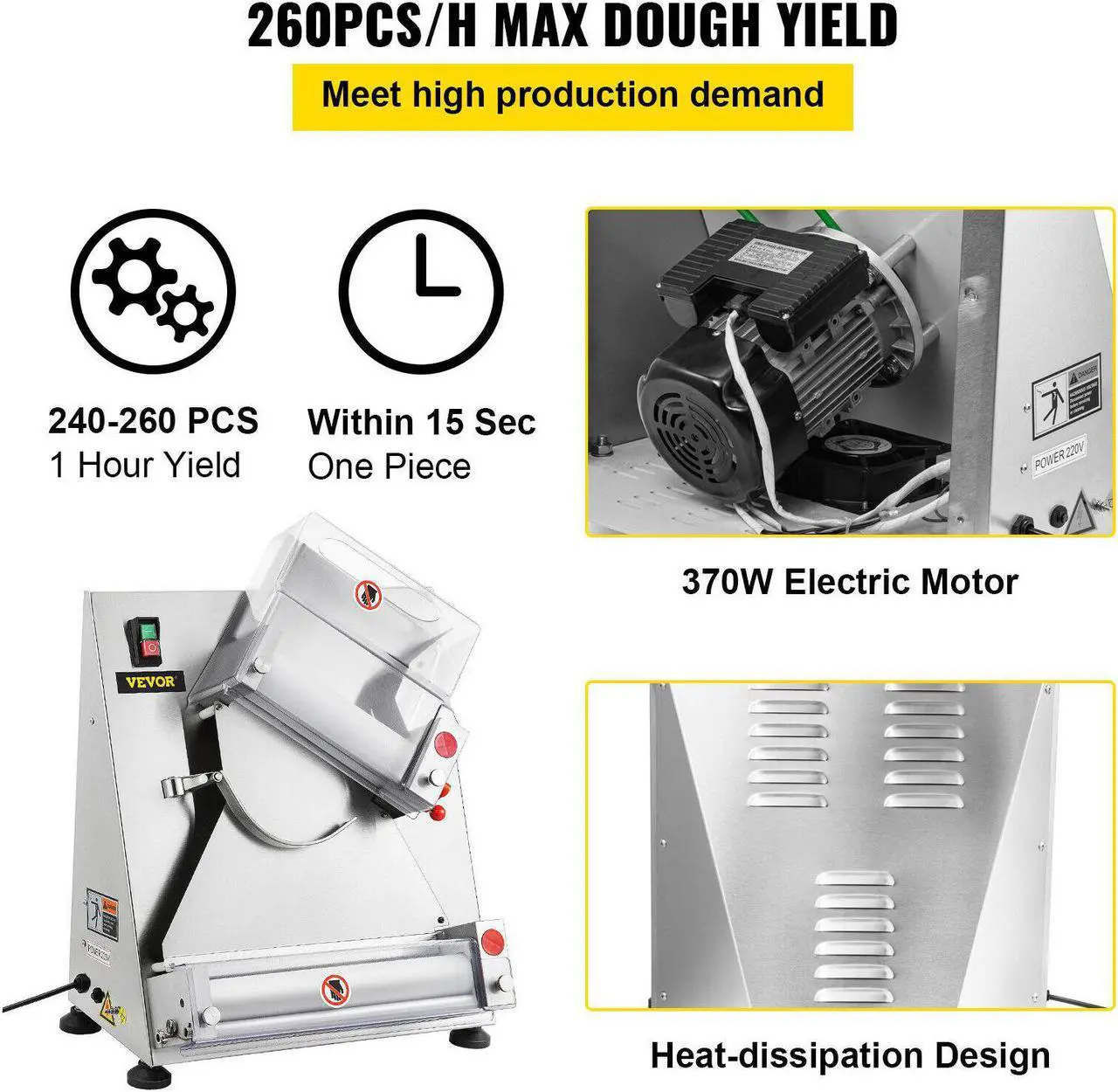 Alt view image 5 of 7 - Electric Pizza Dough Roller Sheeter Pastry Press Making Machine 4-12"