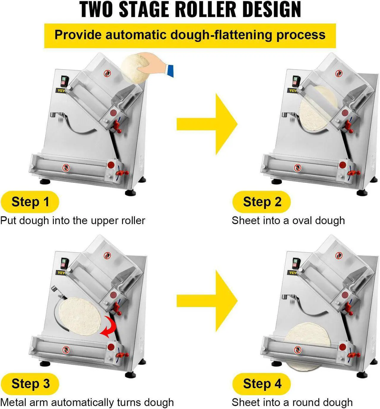 Alt view image 4 of 7 - Electric Pizza Dough Roller Sheeter Pastry Press Making Machine 4-12"