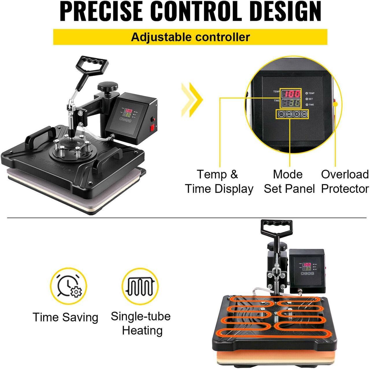 Alt view image 5 of 7 - 5 in 1 Heat Press 15"x12" + 14" Vinyl Cutter Plotter Printer Sublimation Machine