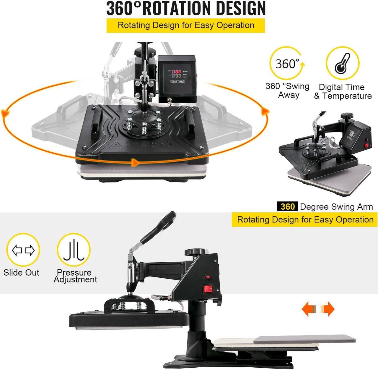 Alt view image 4 of 7 - 5 in 1 Heat Press 15"x12" + 14" Vinyl Cutter Plotter Printer Sublimation Machine