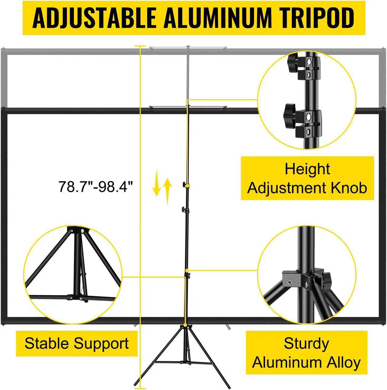 Alt view image 4 of 7 - Tripod Projector Screen with Stand 110" 4K HD 16:9