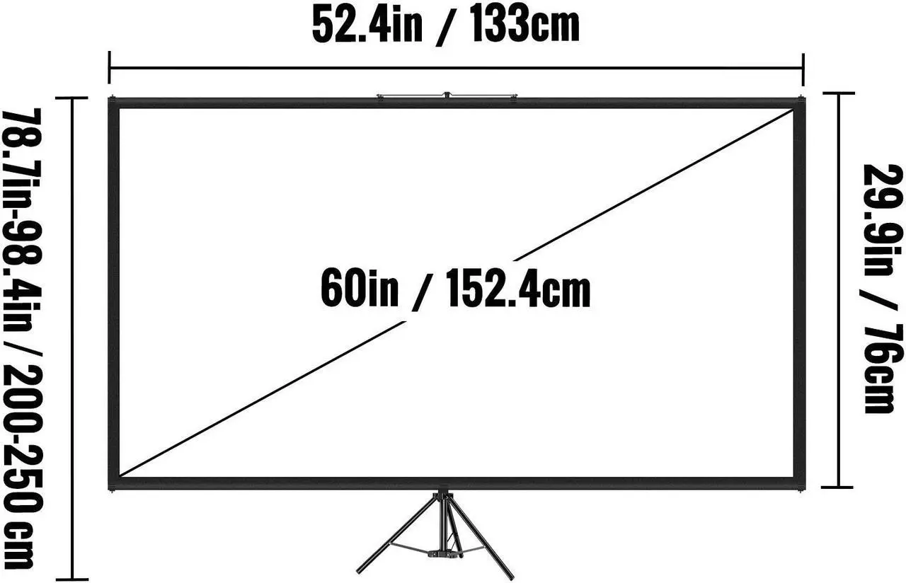 Alt view image 4 of 7 - Tripod Projector Screen with Stand 60" 4K HD 16:9