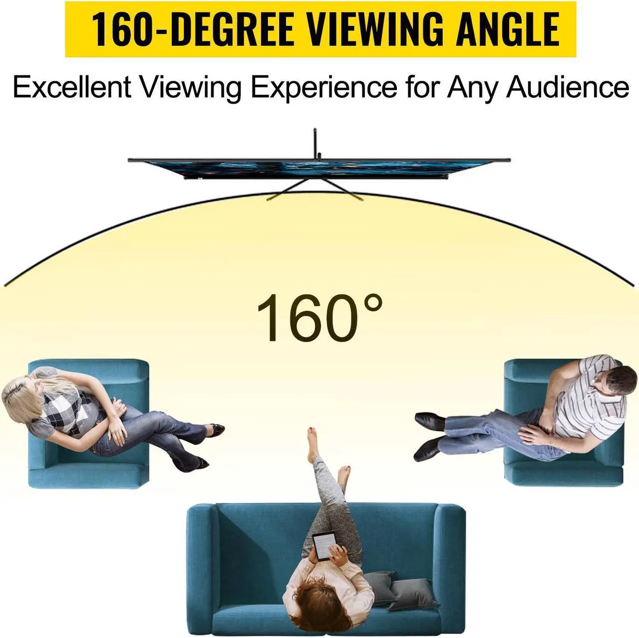 Alt view image 3 of 7 - Tripod Projector Screen with Stand 60" 4K HD 16:9