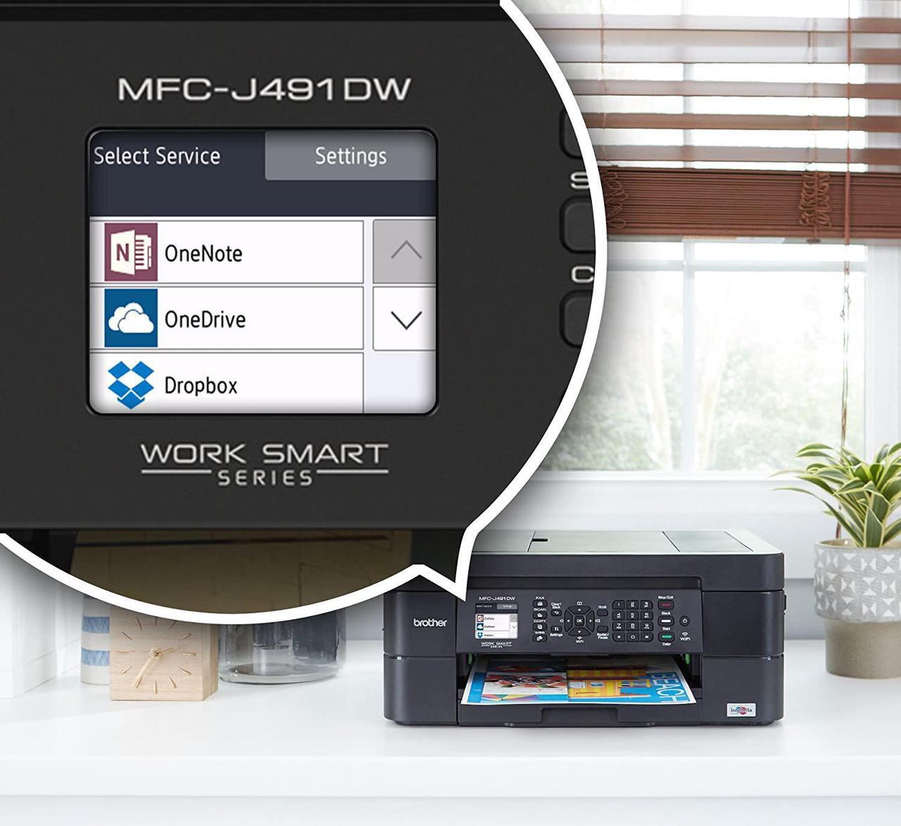 Alt view image 2 of 4 - Brother Wireless All-in-One Inkjet Printer, MFC-J491DW, Multi-function Color Printer, Duplex Printing, Mobile Printing