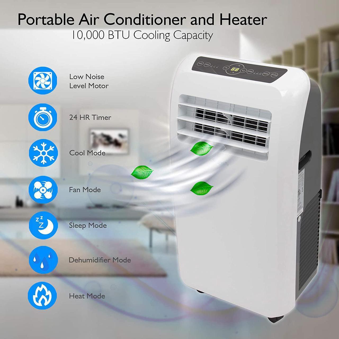 Alt view image 2 of 6 - SereneLife Portable Air Conditioner Compact Home AC Cooling Unit with Built-in Dehumidifier & Fan Modes, Quiet Operation, Includes Window Mount Kit, 10,000 BTU + HEAT, White