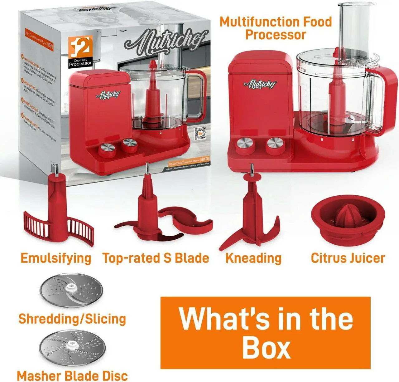 Alt view image 7 of 7 - NutriChef Multipurpose & Ultra Quiet Powerful Motor Multifunction Food Processor