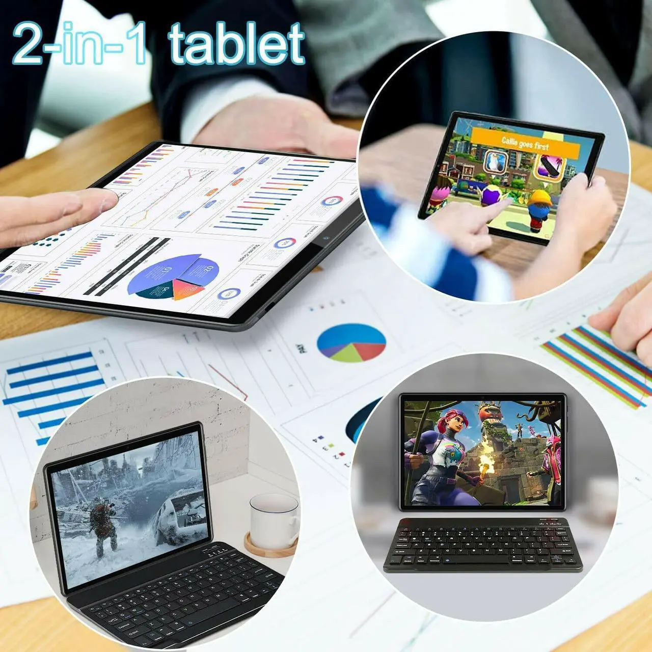 Alt view image 5 of 7 - 10 Inch Android 10, 4GB RAM 64GB ROM 1920x1200 IPS w Keyboard/Mouse