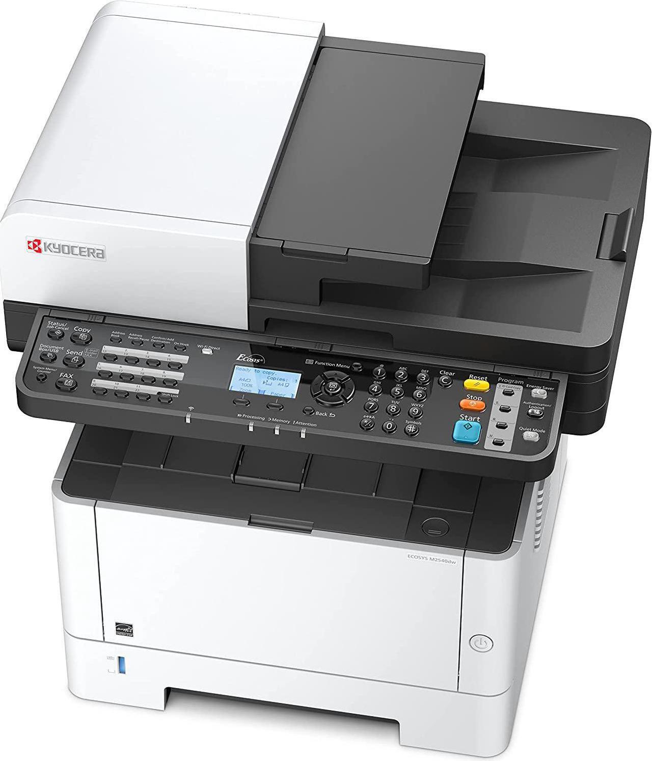 Alt view image 3 of 3 - Kyocera ECOSYS M2540dw All-in-One Monochrome Laser Printer (Print/Copy/Scan/Fax), 42 ppm, Up to Fine 1200dpi, Gigabit Ethernet, USB, Wireless & Wi-Fi Direct, Mobile Print, 5 Line LCD w/Hard Key Panel