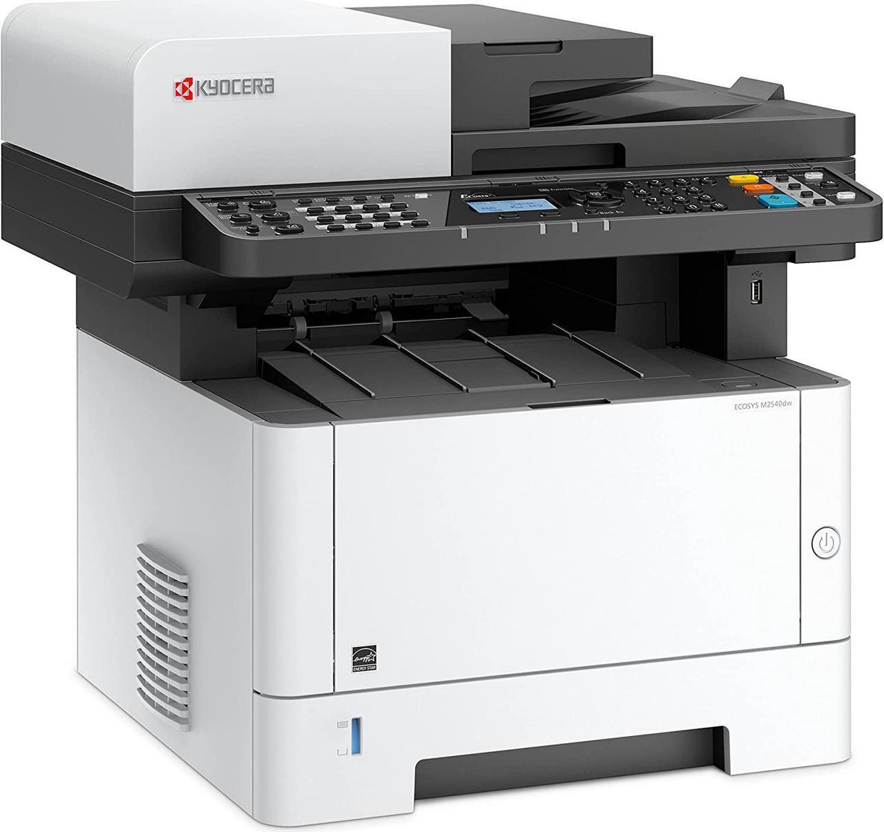 Alt view image 2 of 3 - Kyocera ECOSYS M2540dw All-in-One Monochrome Laser Printer (Print/Copy/Scan/Fax), 42 ppm, Up to Fine 1200dpi, Gigabit Ethernet, USB, Wireless & Wi-Fi Direct, Mobile Print, 5 Line LCD w/Hard Key Panel