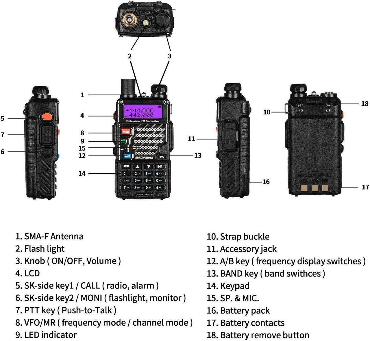 Alt view image 4 of 5 - Baofeng UV-5R + Plus V/UHF Handheld Ham Two-way Walkie Talkie Transceiver HT