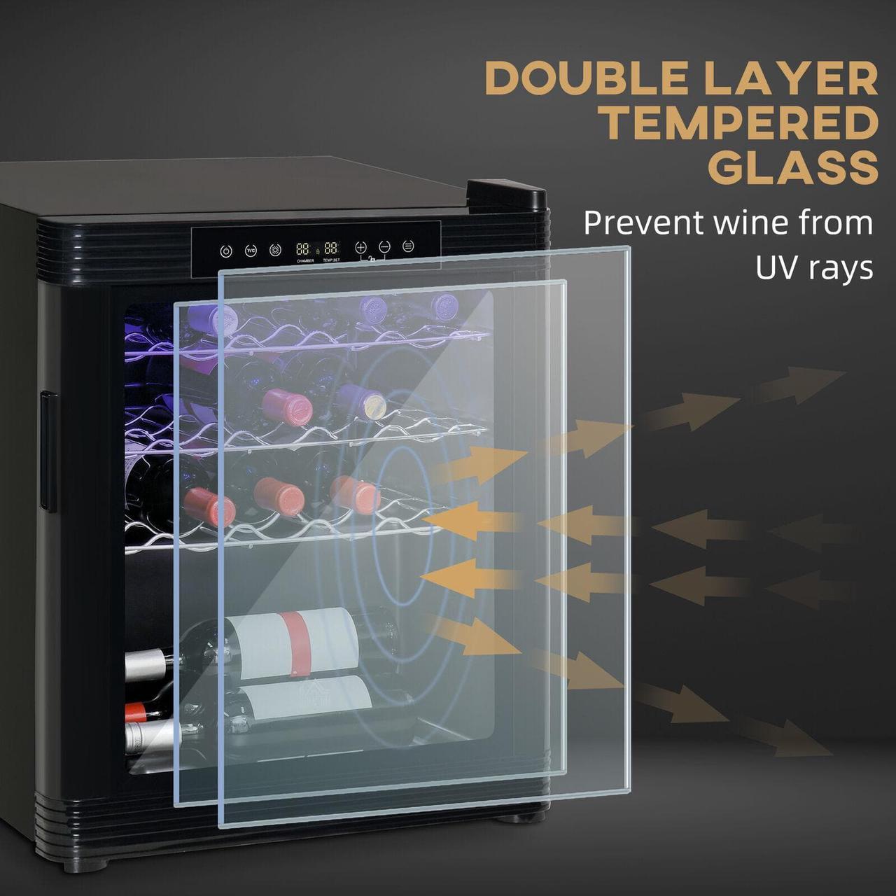 Alt view image 5 of 7 - 24" Wine Beverage Cooler Refrigerator w/ 18 Bottle Capacity & LCD Screen, Black