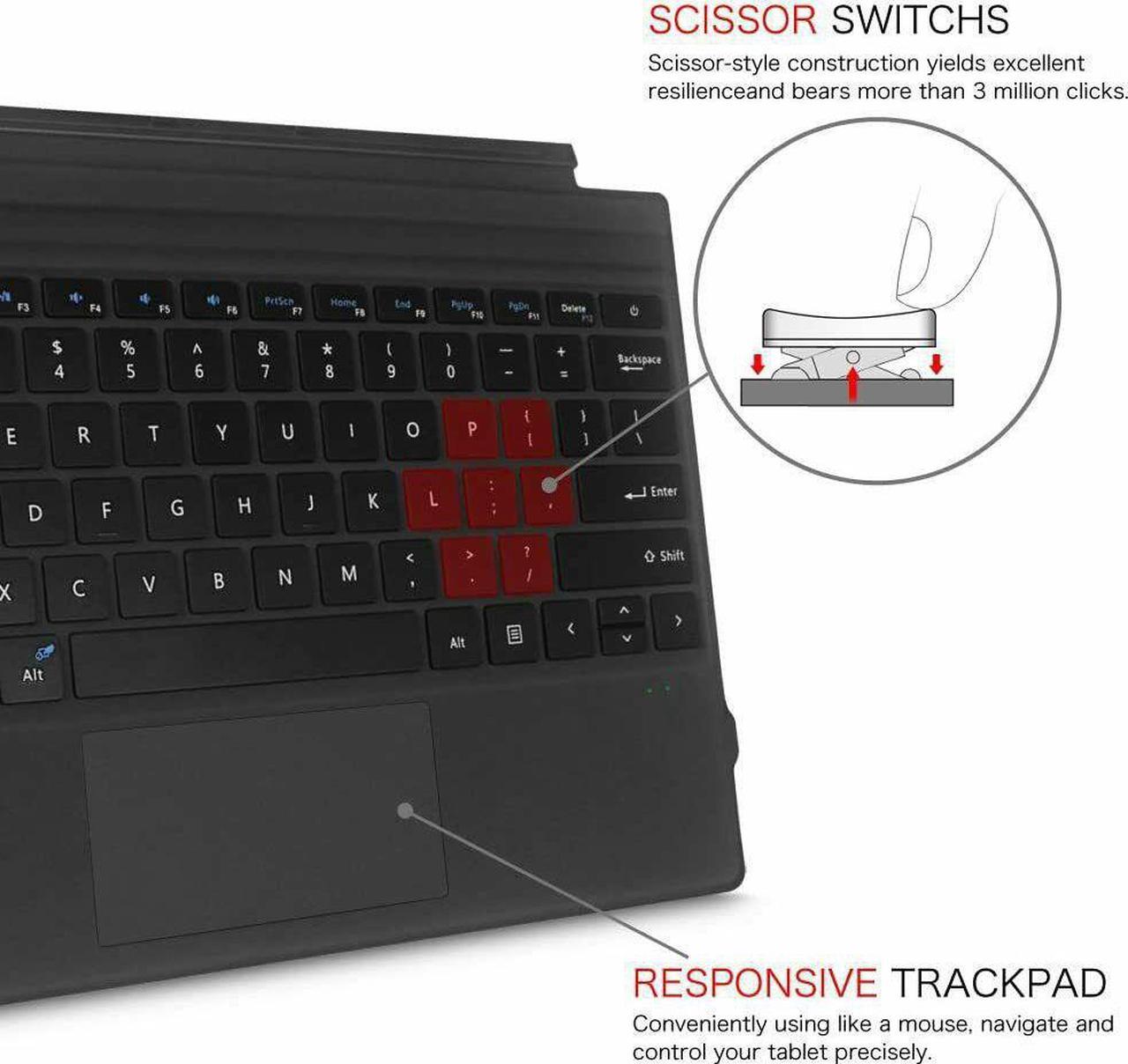 Alt view image 4 of 7 - Type Cover For Microsoft Surface Pro 7 6 5 4 3 Slim Wireless Bluetooth Keyboard