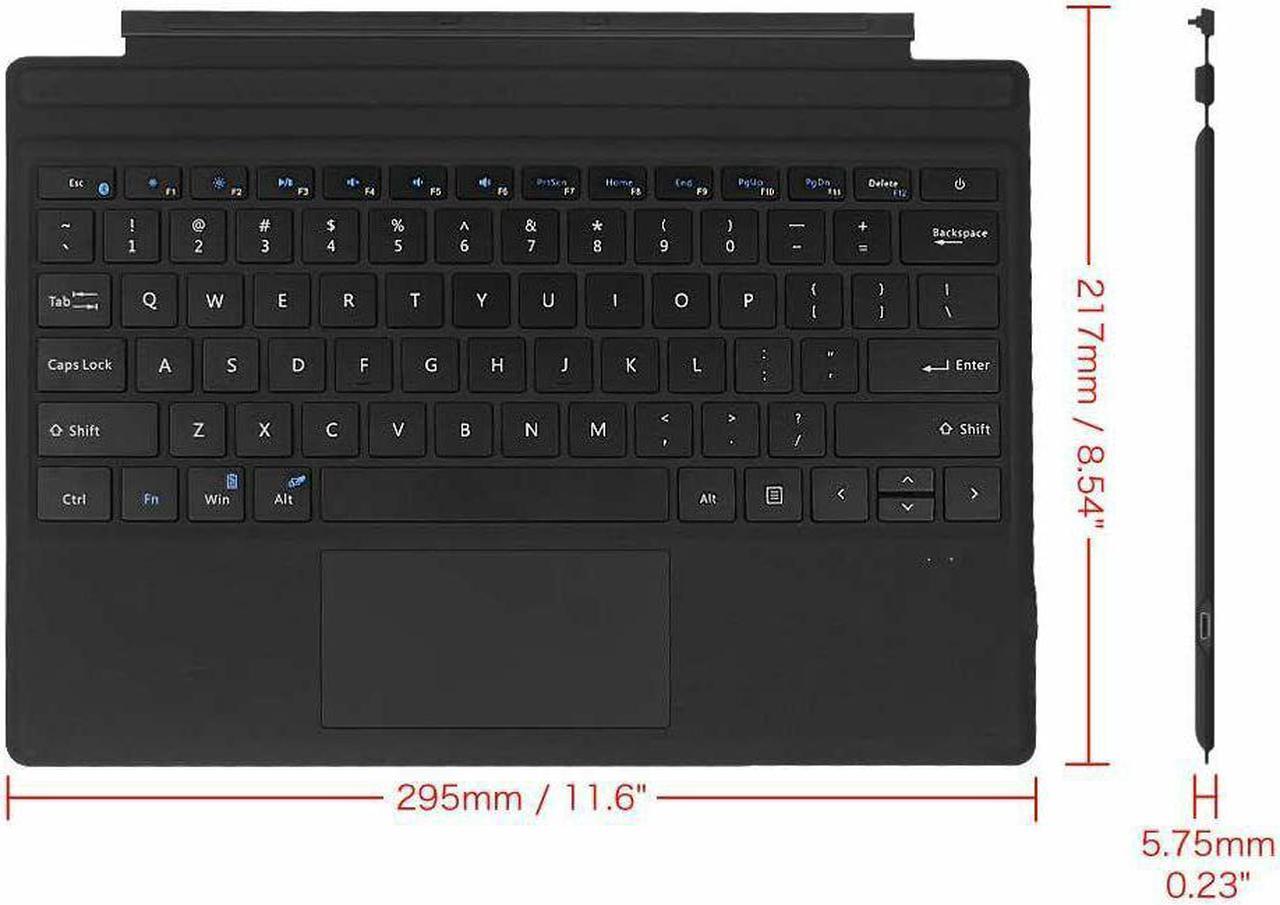 Alt view image 6 of 7 - Type Cover For Microsoft Surface Pro 7 6 5 4 3 Slim Wireless Bluetooth Keyboard