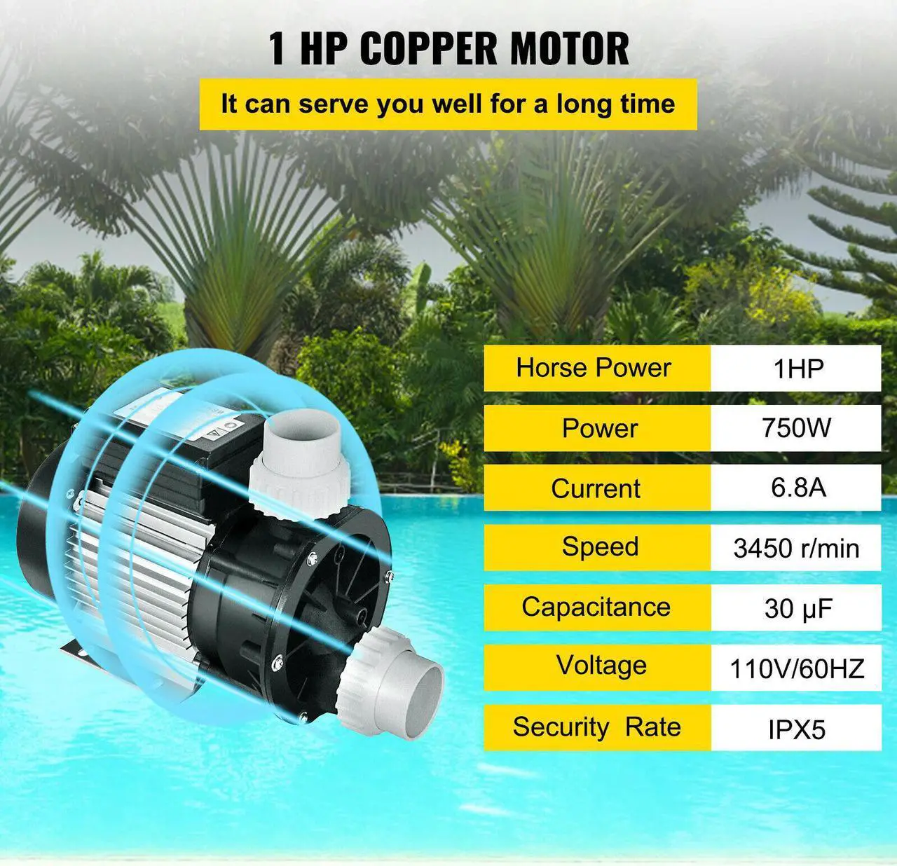 Alt view image 3 of 7 - Swimming Pool Pump Hayward 1HP 110V Hot Tub SPA Pump In/Above Ground Strainer