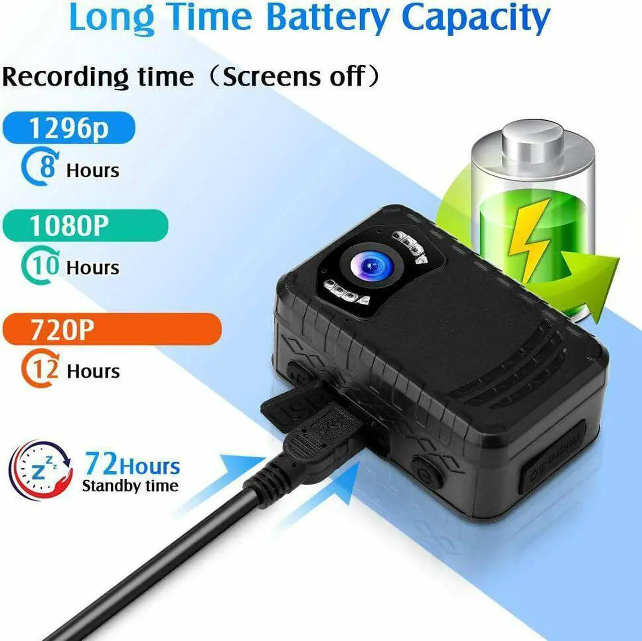 Alt view image 5 of 7 - BOBLOV Mini Body Camera FHD 1296P up to 256GB Police Camera for Daily Protection