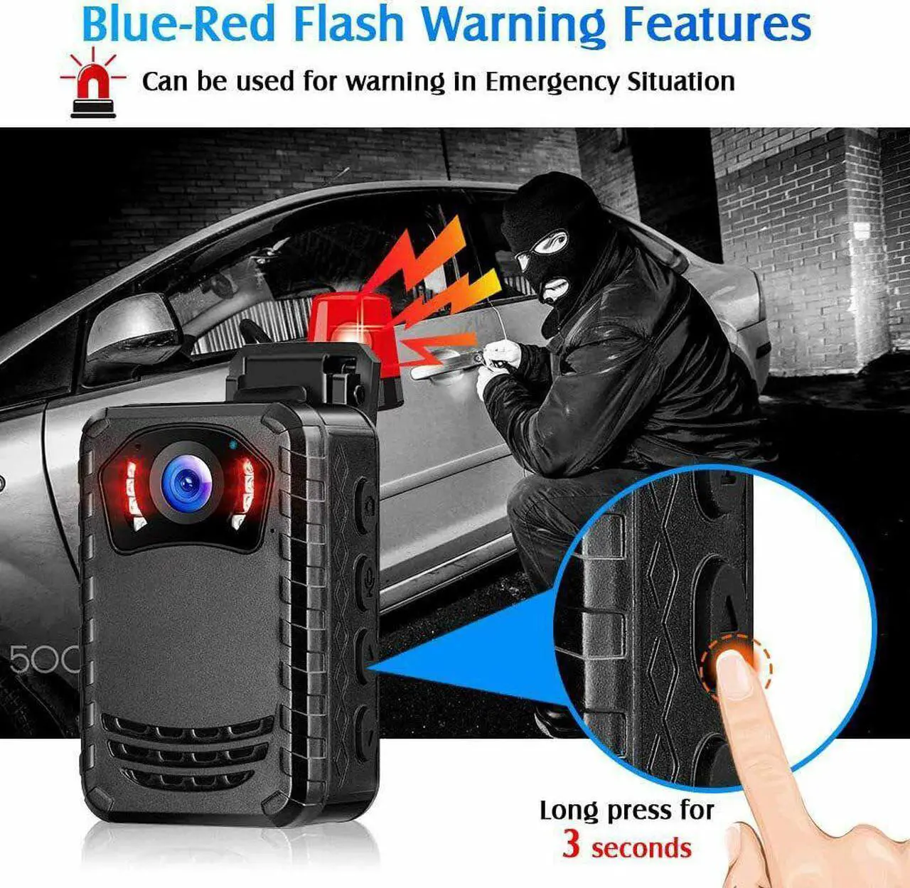 Alt view image 6 of 7 - BOBLOV Mini Body Camera FHD 1296P up to 256GB Police Camera for Daily Protection