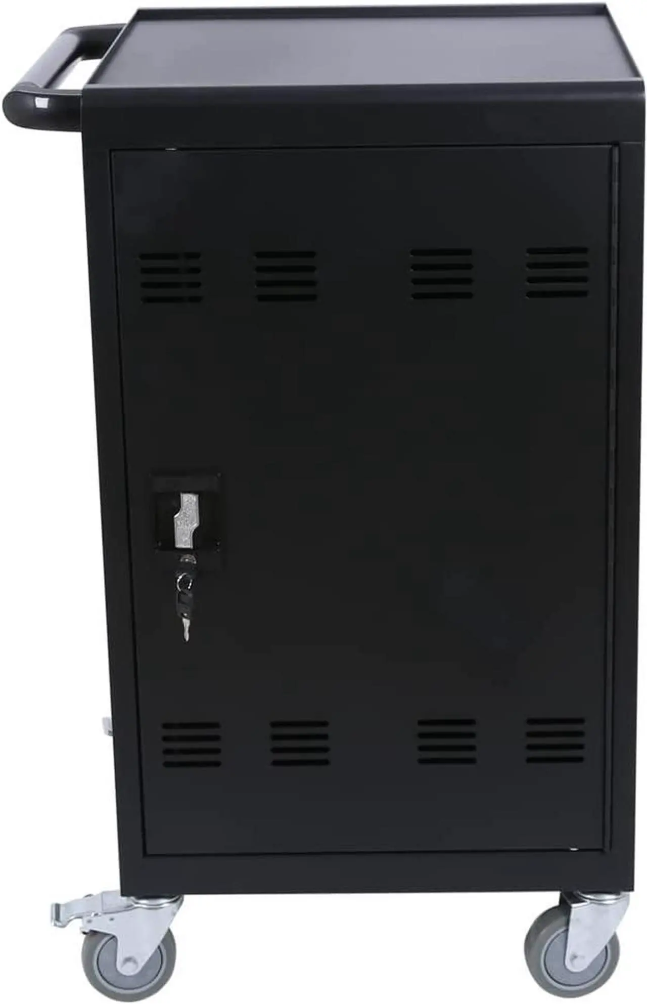 Alt view image 5 of 6 - Charging Cart, 36 Device Mobile Charging Station for Tablet Up to 16-inch Screen Size, Laptop Storage Rack for Multiple Laptops, with Cord Organizer, Front and Back Access Locking Cabinet Black