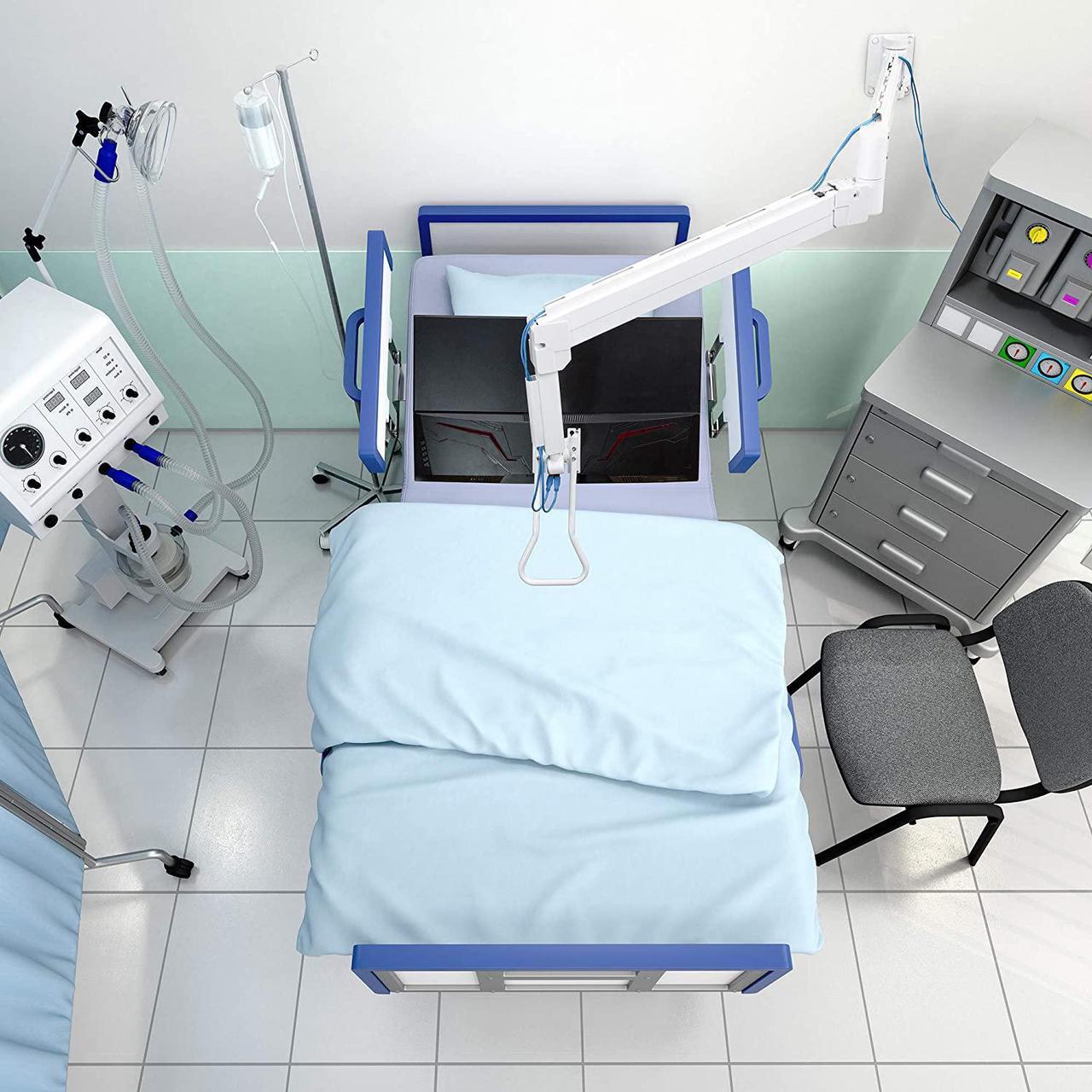 Alt view image 6 of 6 - Medical Grade 17.6 lbs Monitor Wall Mount - Mounts Ultrawide Monitor on 74" Long Extension Full Motion Height Adjustable Arm - for Healthcare and Maintenance Area