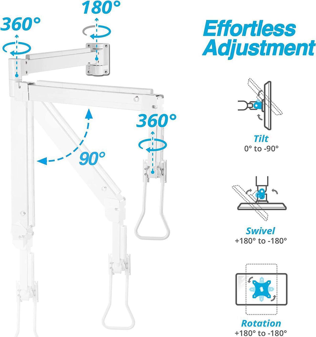 Alt view image 4 of 6 - Medical Grade 17.6 lbs Monitor Wall Mount - Mounts Ultrawide Monitor on 74" Long Extension Full Motion Height Adjustable Arm - for Healthcare and Maintenance Area