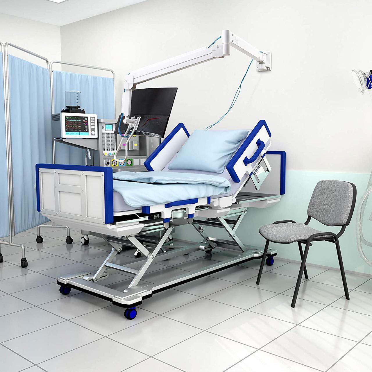 Alt view image 5 of 6 - Medical Grade 17.6 lbs Monitor Wall Mount - Mounts Ultrawide Monitor on 74" Long Extension Full Motion Height Adjustable Arm - for Healthcare and Maintenance Area