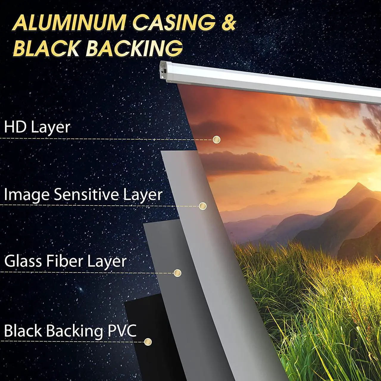 Alt view image 3 of 5 - 110" Motorized Projector Screen - Indoor and Outdoor Movies Screen 110 inch Electric 4:3 Projector Screen W/Remote Control Suitable for 8K 4K HDR 3D