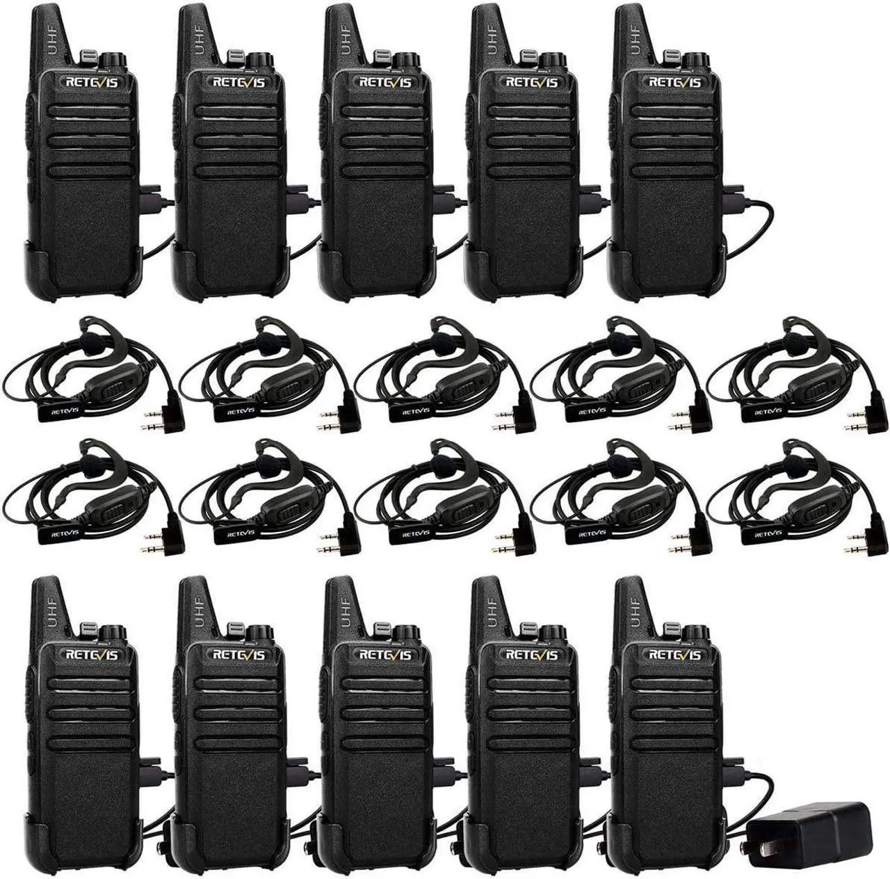 Main image of 2 Way Radios Walkie Talkies,Rechargeable Long Range Two Way Radio,16 CH VOX Small Emergency 2 Pin Earpiece Headset,for School Retail Church Restaurant (Packed in Pairs with 5 Boxes)