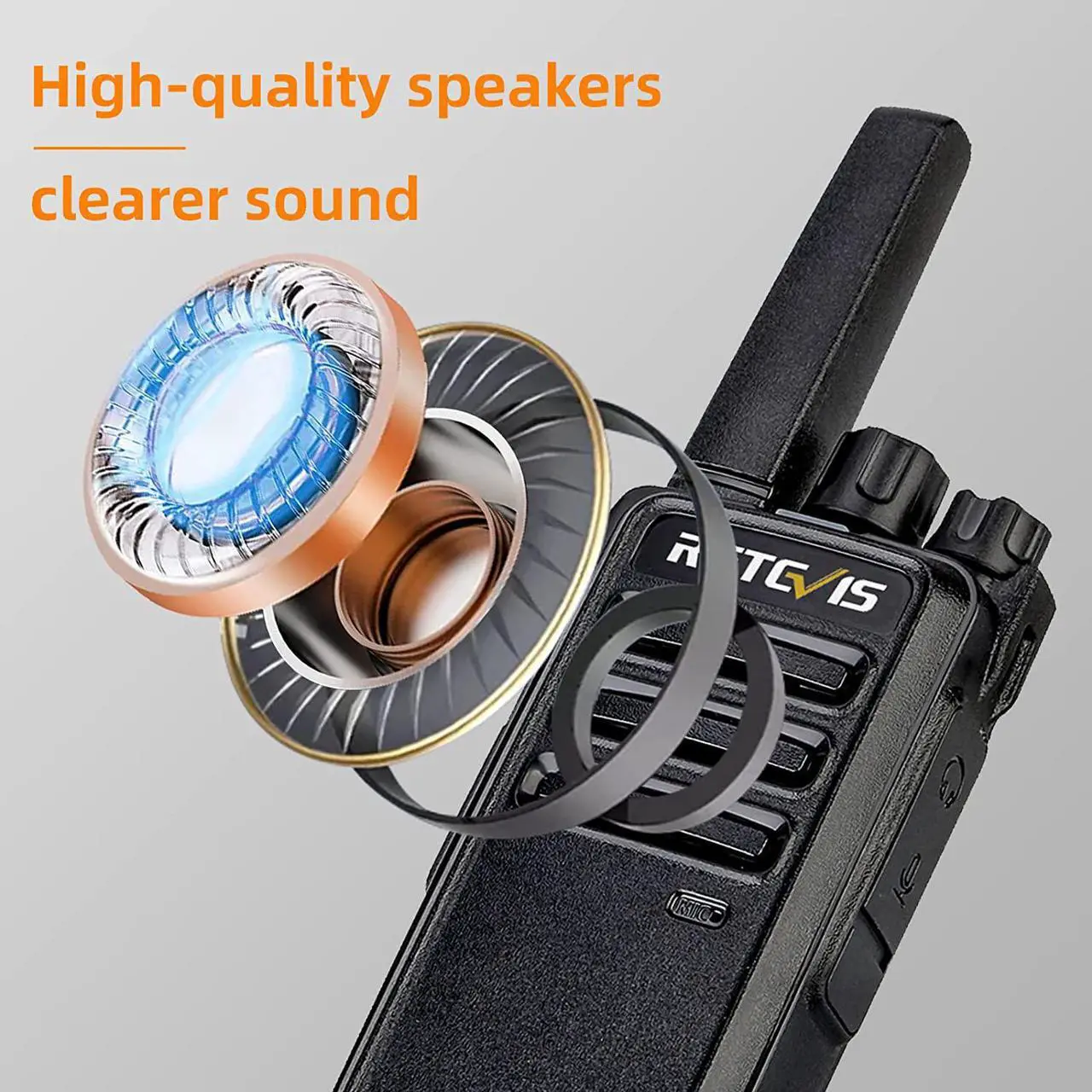 Alt view image 2 of 6 - Retevis RT68 Two-Way Radios Long Range, Walkie Talkies for Adults, 2 Way Radio with Earpiece, Walkie Talkie Rechargeable with Charging Base, for Manufacturing Restaurant Business (10 Pack)