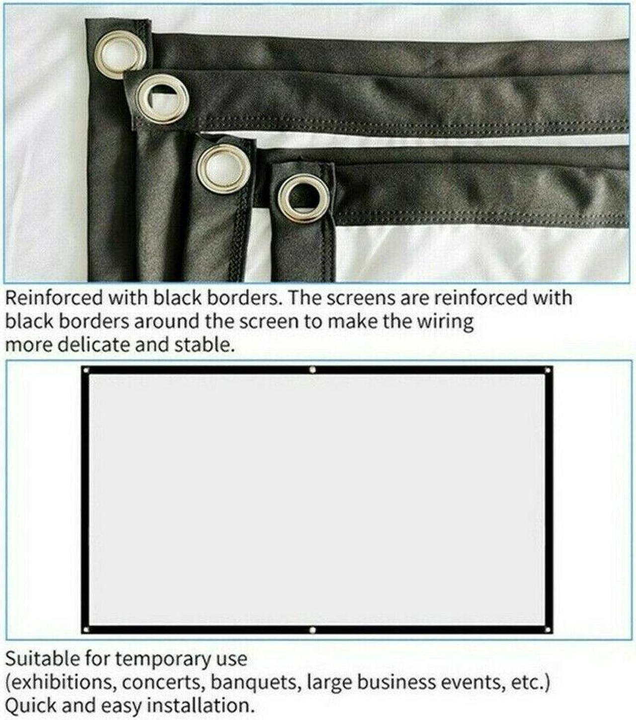 Alt view image 5 of 7 - 120-in Portable Foldable Projector Screen 16:9 HD Outdoor Home Cinema Theater 3D Movie