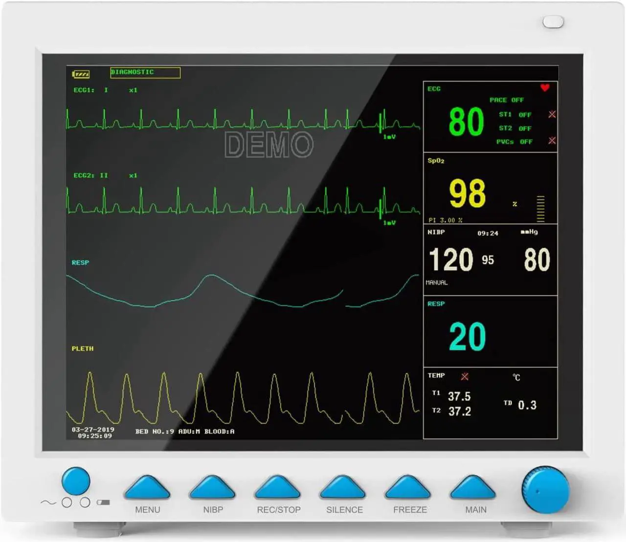 Alt view image 5 of 7 - 12.1 inch Veterinary Multi-parameters Patient Monitor from Large Screen Animal use