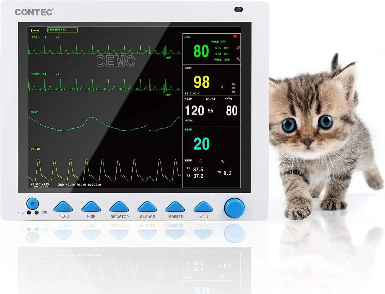 Alt view image 2 of 7 - 12.1 inch Veterinary Multi-parameters Patient Monitor from Large Screen Animal use