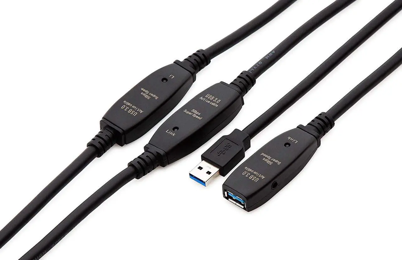 Alt view image 2 of 5 - 100 Feet Active USB Extension Cable 3.0 Male to Female with 3 Extension chipsets Signal Booster - Active Extension/Repeater Cord 30 Meters / 100 Feet (AC Power Supply Included)
