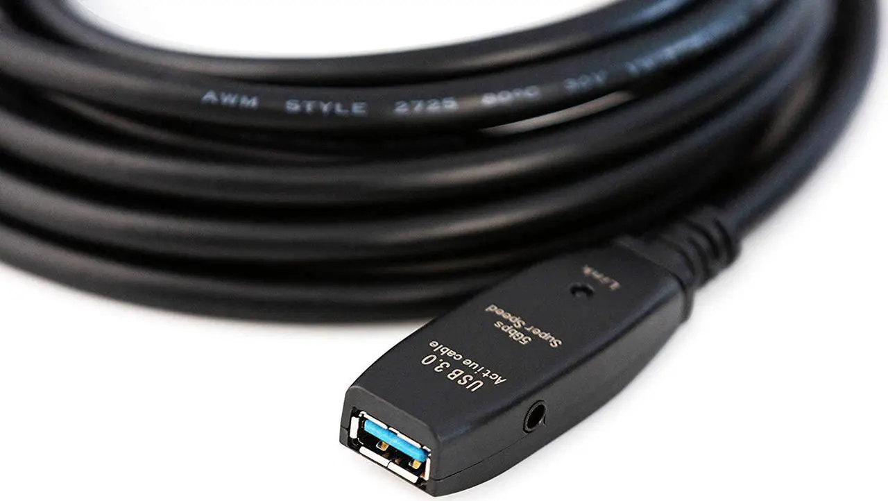 Alt view image 4 of 5 - 100 Feet Active USB Extension Cable 3.0 Male to Female with 3 Extension chipsets Signal Booster - Active Extension/Repeater Cord 30 Meters / 100 Feet (AC Power Supply Included)