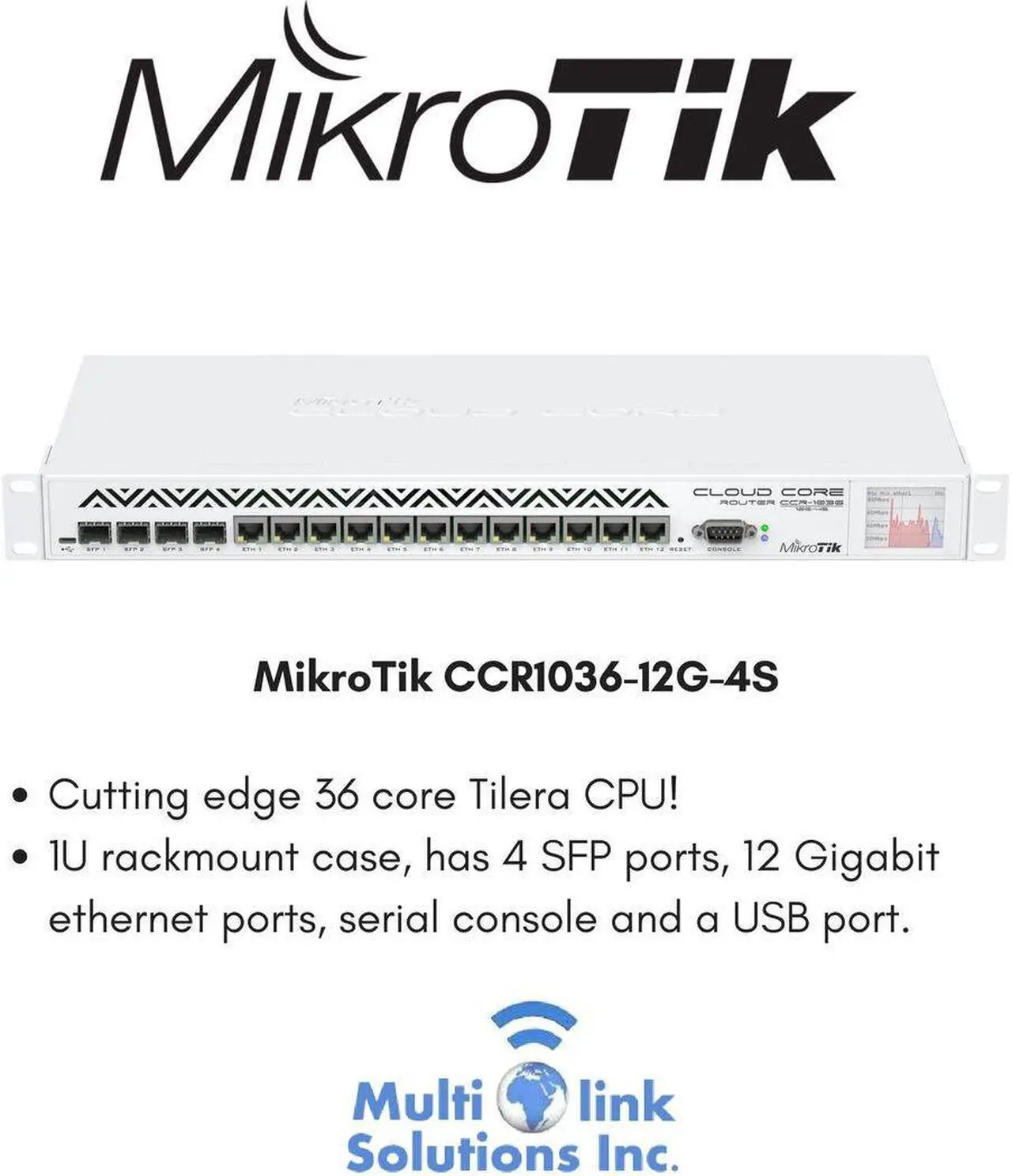 Alt view image 2 of 2 - MikroTik CCR1036-12G-4S Cloud Core Router 12xGbit LAN, 4xSFP, Rack-Mount