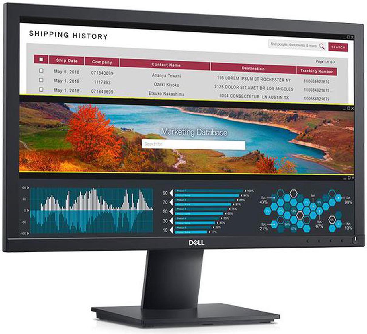 Dell 22" LCD Anti-Glare Monitor - 1920 x 1080 Full HD @ 60Hz - Twisted Nematic Panel - VGA & DisplayPort 1.2 Interface - LED Backlight Technology - Adjustable Tilt Position