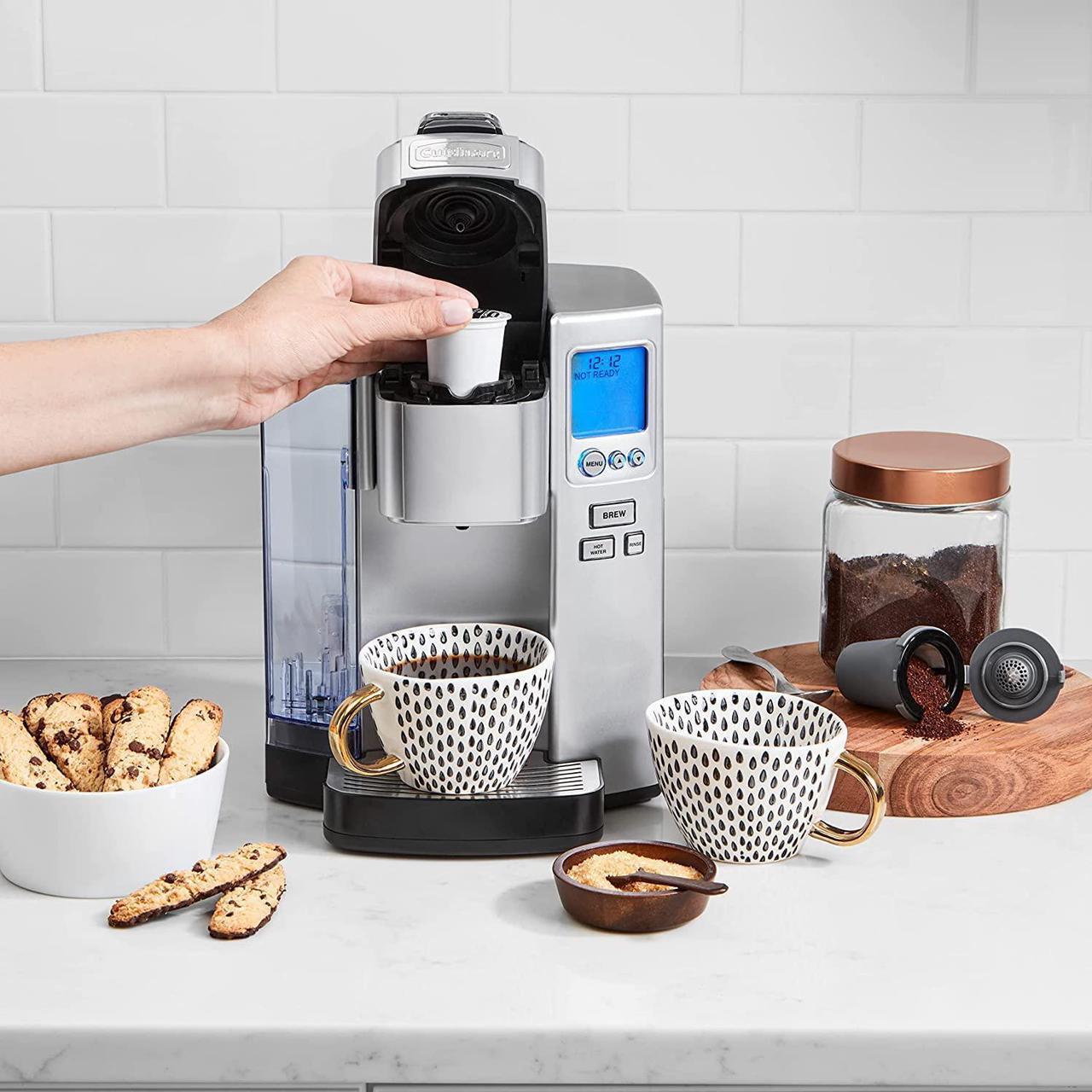 Alt view image 3 of 7 - Cuisinart Premium 72-Ounce Single-Serve Coffeemaker, Programmable Brewer with Hot Water Dispenser, Features Brew Chamber Rinse and Auto Shut Off Functions, Stainless Steel- SS-10P1