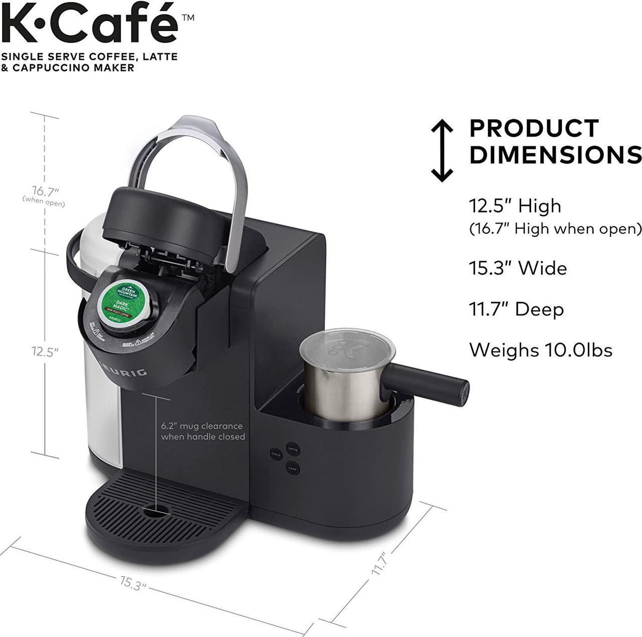 Alt view image 6 of 7 - Keurig K-Cafe Single-Serve K-Cup Coffee Maker, Latte Maker and Cappuccino Maker, Comes with Dishwasher Safe Milk Frother, Coffee Shot Capability, Compatible With all Keurig K-Cup Pods, Dark Charcoal