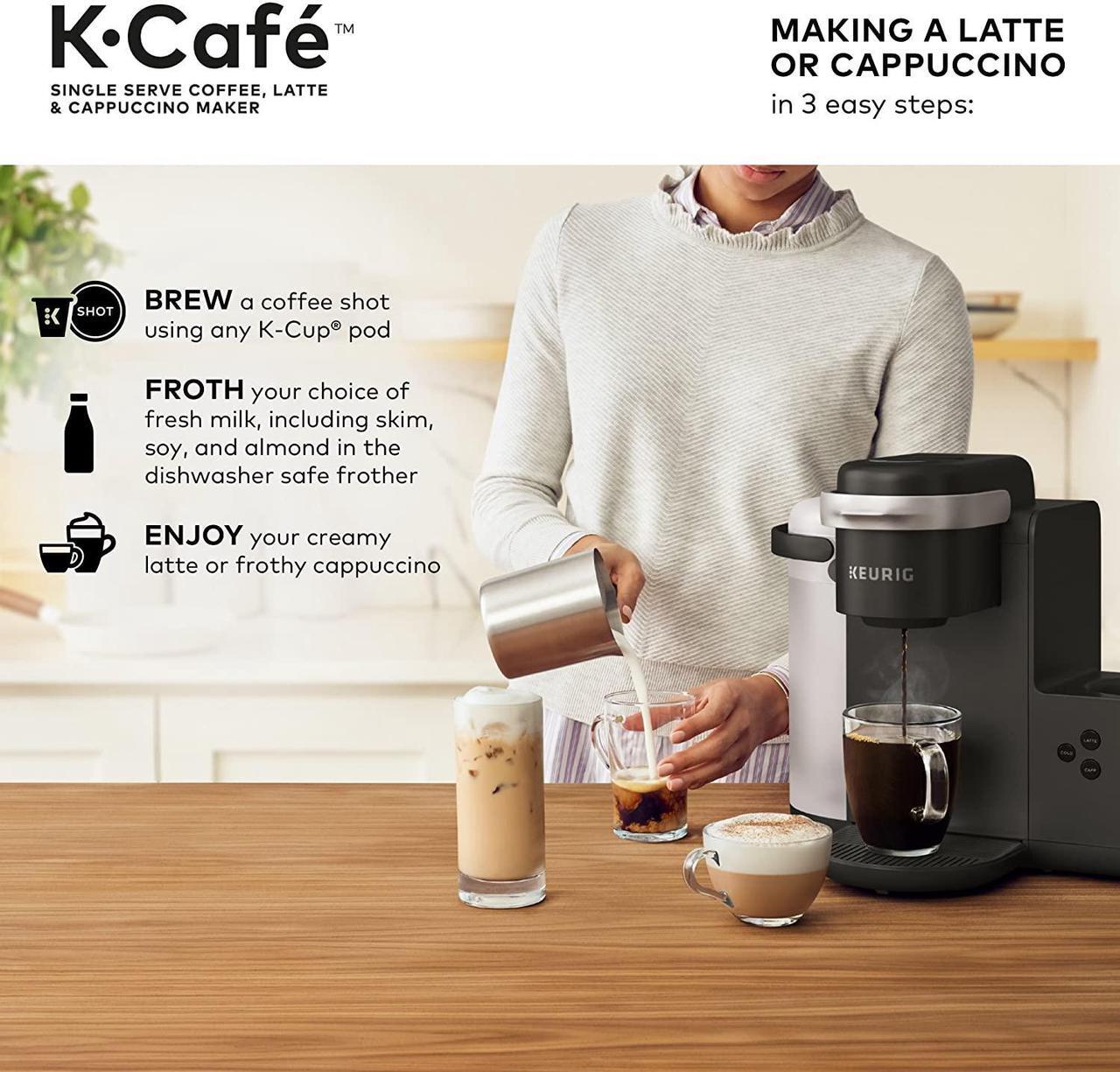 Alt view image 3 of 7 - Keurig K-Cafe Single-Serve K-Cup Coffee Maker, Latte Maker and Cappuccino Maker, Comes with Dishwasher Safe Milk Frother, Coffee Shot Capability, Compatible With all Keurig K-Cup Pods, Dark Charcoal