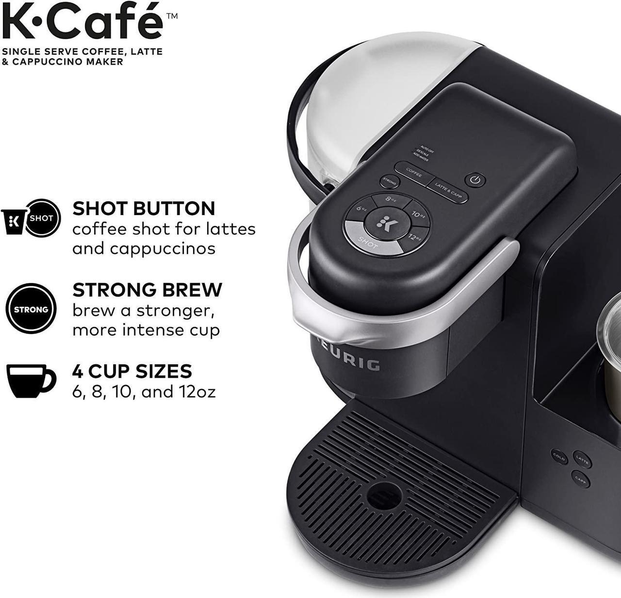 Alt view image 5 of 7 - Keurig K-Cafe Single-Serve K-Cup Coffee Maker, Latte Maker and Cappuccino Maker, Comes with Dishwasher Safe Milk Frother, Coffee Shot Capability, Compatible With all Keurig K-Cup Pods, Dark Charcoal