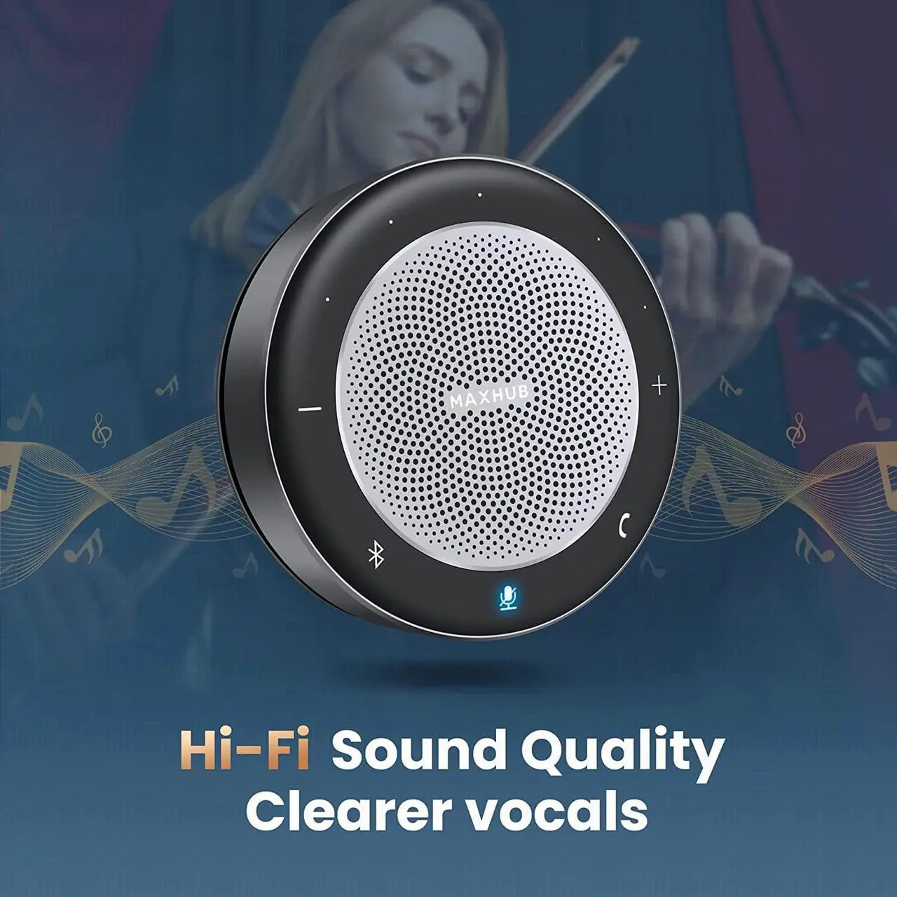 Alt view image 6 of 7 - Bluetooth Speakerphone,USB Conference Speaker with 6 Microphones, Enhanced 360° Voice Pickup and Noise Reduction,16 Ft Pickup Distance,Home Office