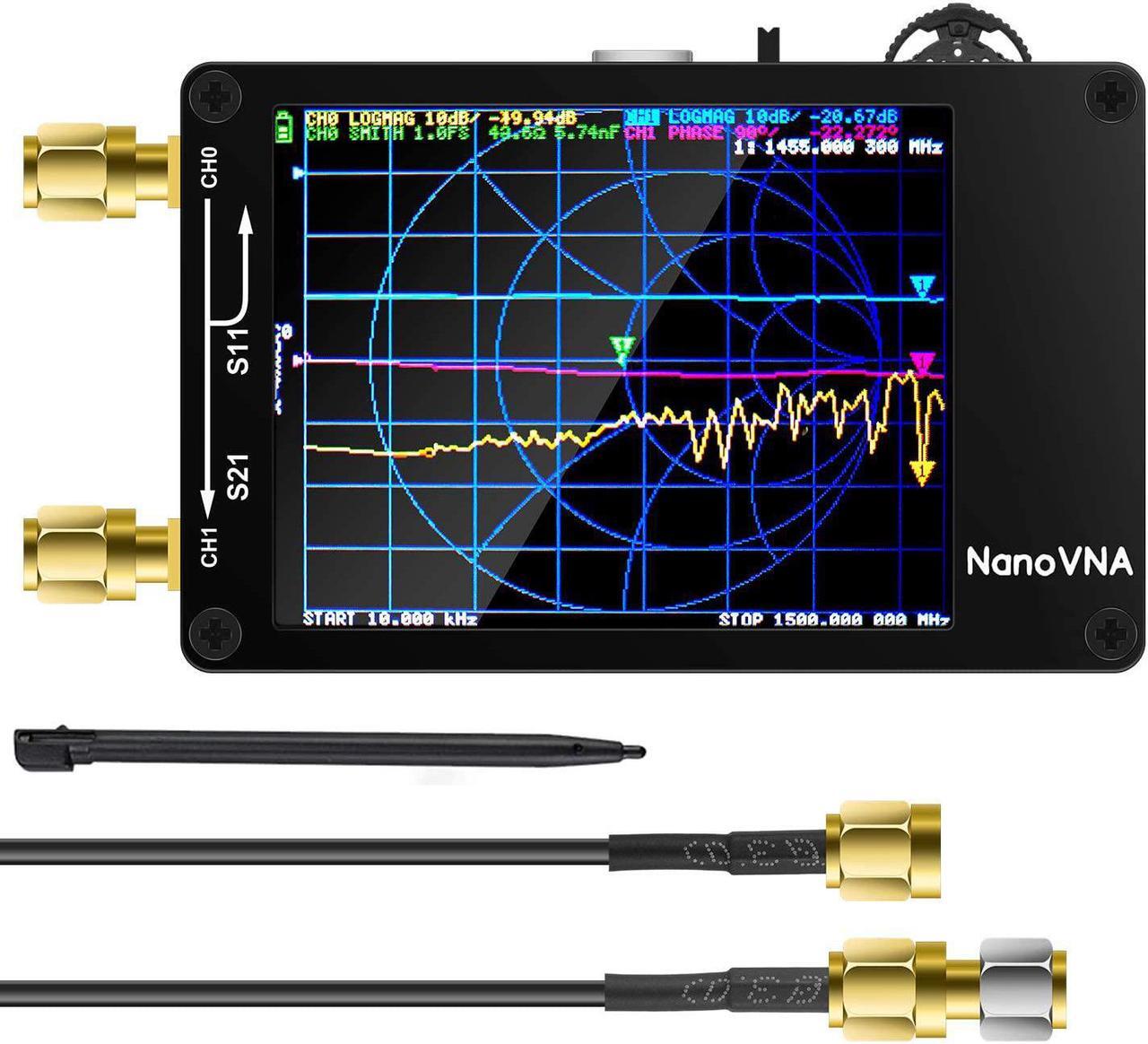 Main image of NanoVNA Vector Network Analyzer 10KHz -1.5GHz HW V3.5 HF VHF UHF Antenna Analyzer Measuring S Parameters, Voltage Standing Wave Ratio, Phase, Delay, Smith Chart with 2.8'' Touchscreen