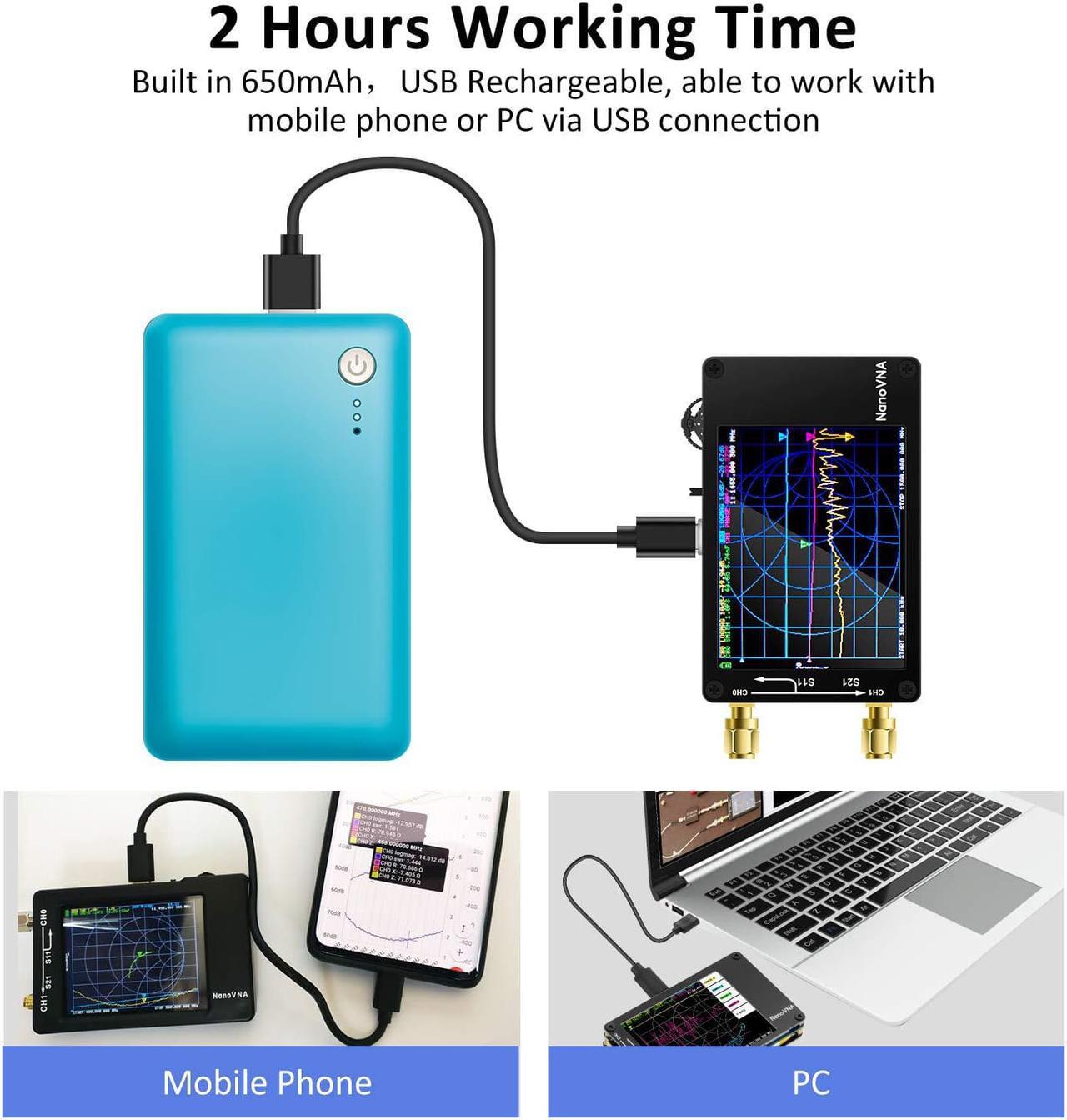 Alt view image 4 of 7 - NanoVNA Vector Network Analyzer 10KHz -1.5GHz HW V3.5 HF VHF UHF Antenna Analyzer Measuring S Parameters, Voltage Standing Wave Ratio, Phase, Delay, Smith Chart with 2.8'' Touchscreen