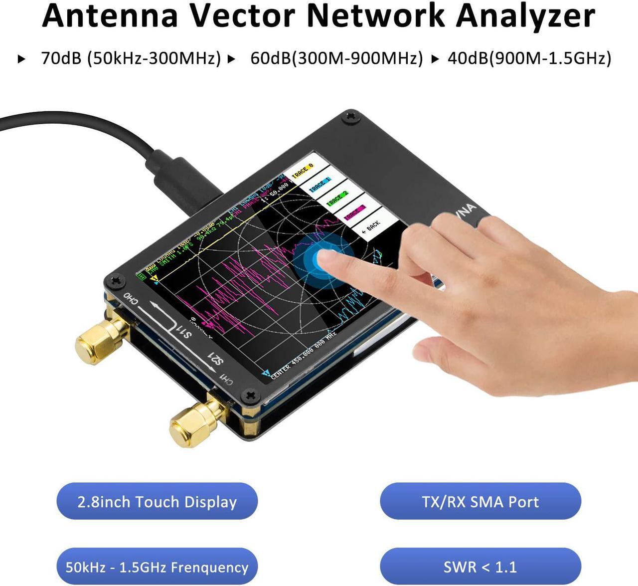 Alt view image 5 of 7 - NanoVNA Vector Network Analyzer 10KHz -1.5GHz HW V3.5 HF VHF UHF Antenna Analyzer Measuring S Parameters, Voltage Standing Wave Ratio, Phase, Delay, Smith Chart with 2.8'' Touchscreen