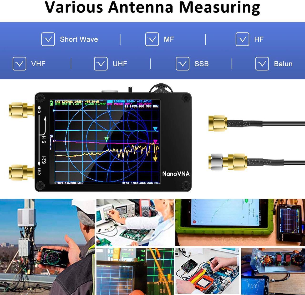 Alt view image 7 of 7 - NanoVNA Vector Network Analyzer 10KHz -1.5GHz HW V3.5 HF VHF UHF Antenna Analyzer Measuring S Parameters, Voltage Standing Wave Ratio, Phase, Delay, Smith Chart with 2.8'' Touchscreen