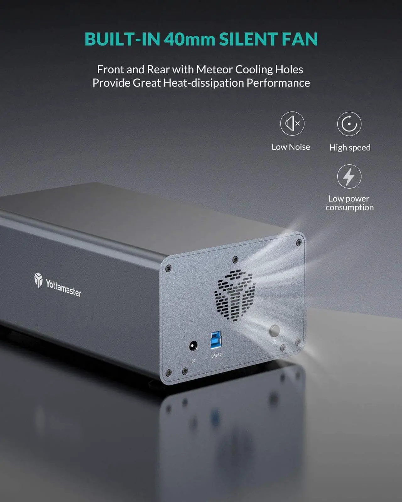 Alt view image 4 of 7 - Dual Bay Hard Drive Enclosure,Aluminum USB3.0 2 Bay HDD Enclosure for 2.5"/3.5" SATA HDD/SSD Support 2 x 16 TB-40mm Silent Fan, SATA 3.0 6Gbps