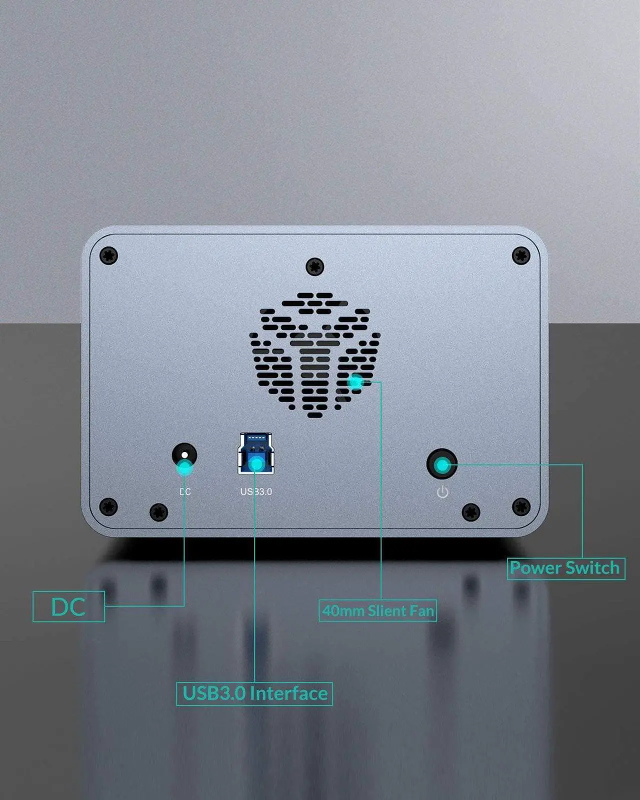 Alt view image 6 of 7 - Dual Bay Hard Drive Enclosure,Aluminum USB3.0 2 Bay HDD Enclosure for 2.5"/3.5" SATA HDD/SSD Support 2 x 16 TB-40mm Silent Fan, SATA 3.0 6Gbps