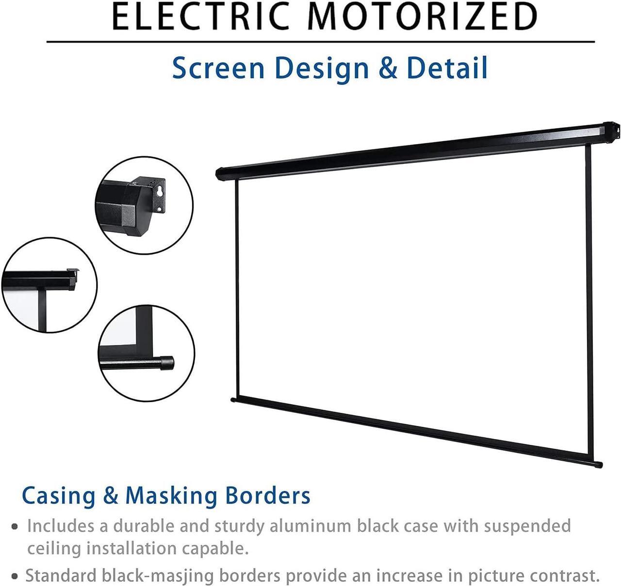 Alt view image 5 of 7 - 120" Motorized Projector Screen Electric Diagonal Automatic Projection 4:3 HD Movies Screen for Home Theater Presentation Education Outdoor Indoor W/Remote Control and Wall/Ceiling Mount (Black)
