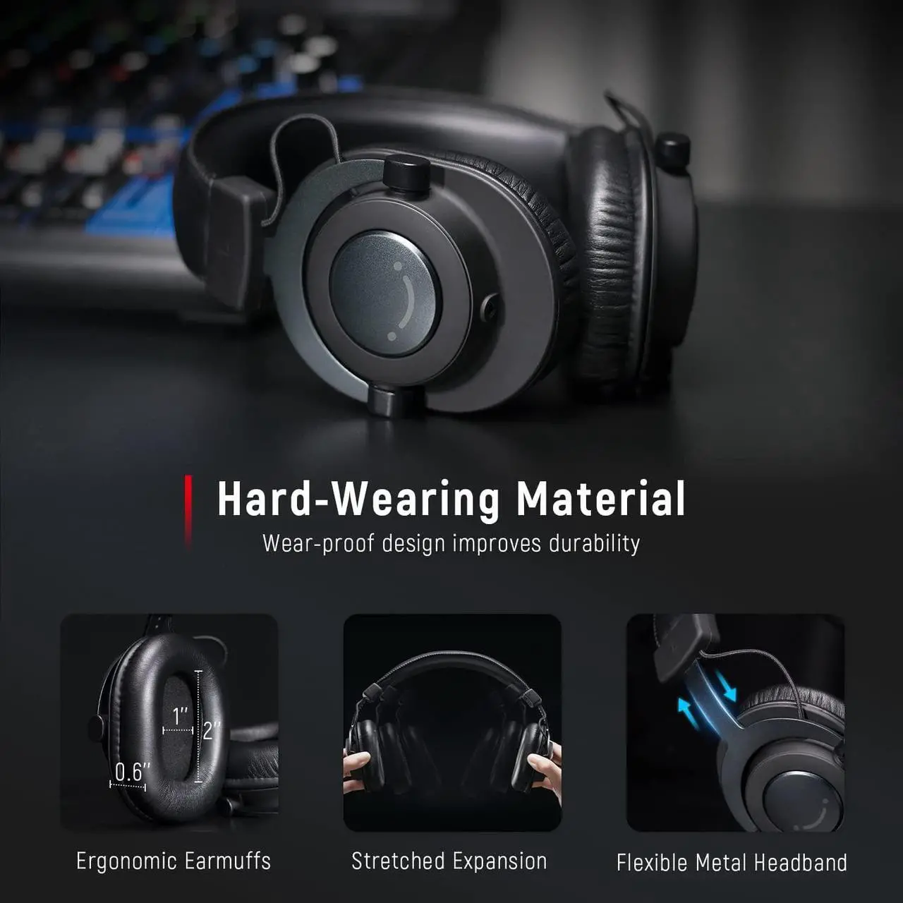 Alt view image 7 of 7 - Podcast Condenser Mic Kit and 3.5mm/6.35mm Wired Headphones, RGB Computer Mic for PS4/5 PC Gamer Youtuber, Streaming Monitoring Black Headphones with Detachable Coiled Cables, on PC/Mixer (A6T+H8)