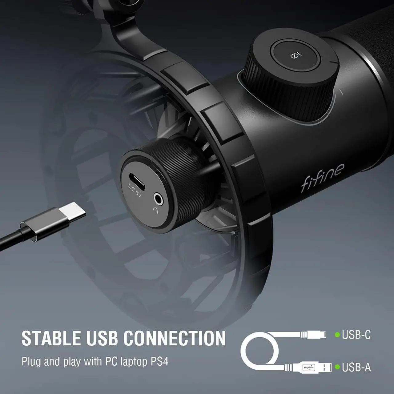 Alt view image 6 of 7 - USB Gaming Microphone, FIFINE RGB Dynamic Mic for PC, with Tap-to-Mute Button, Plug & Play Cardioid Mic with Headphone Jack for Streaming, Podcast, Twitch, YouTube, Discord