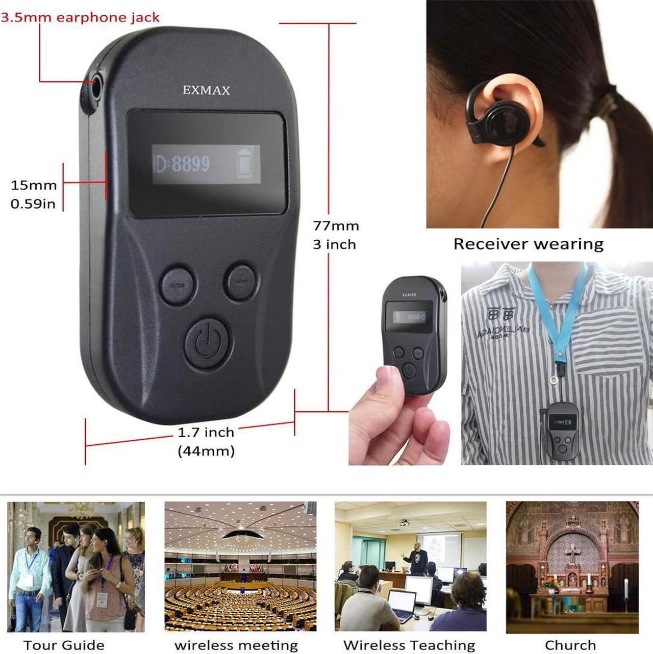 Alt view image 5 of 7 - 2.4GHz Wireless Audio Tour Guide System for Industry Visit, Civic Meeting, Corporate/Government Visitant Reception, Student Training - 2 Transmitters 15 Receivers & Silver Storage Case
