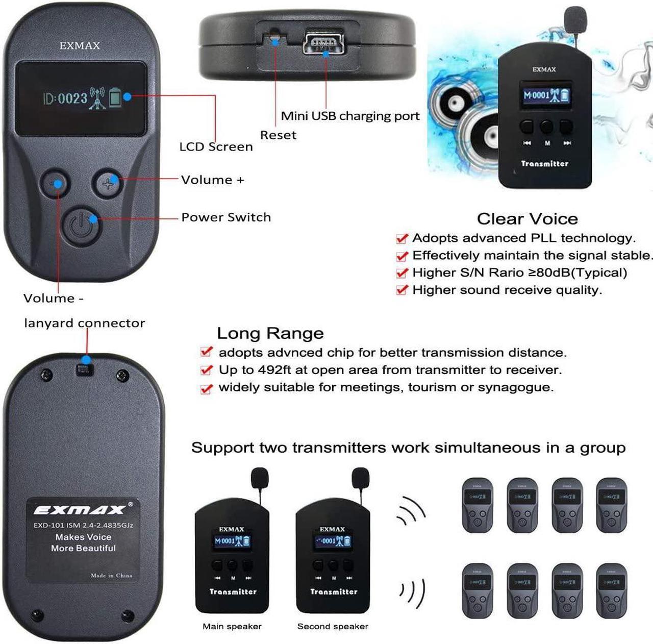 Alt view image 6 of 7 - 2.4GHz Wireless Audio Tour Guide System for Industry Visit, Civic Meeting, Corporate/Government Visitant Reception, Student Training - 2 Transmitters 15 Receivers & Silver Storage Case
